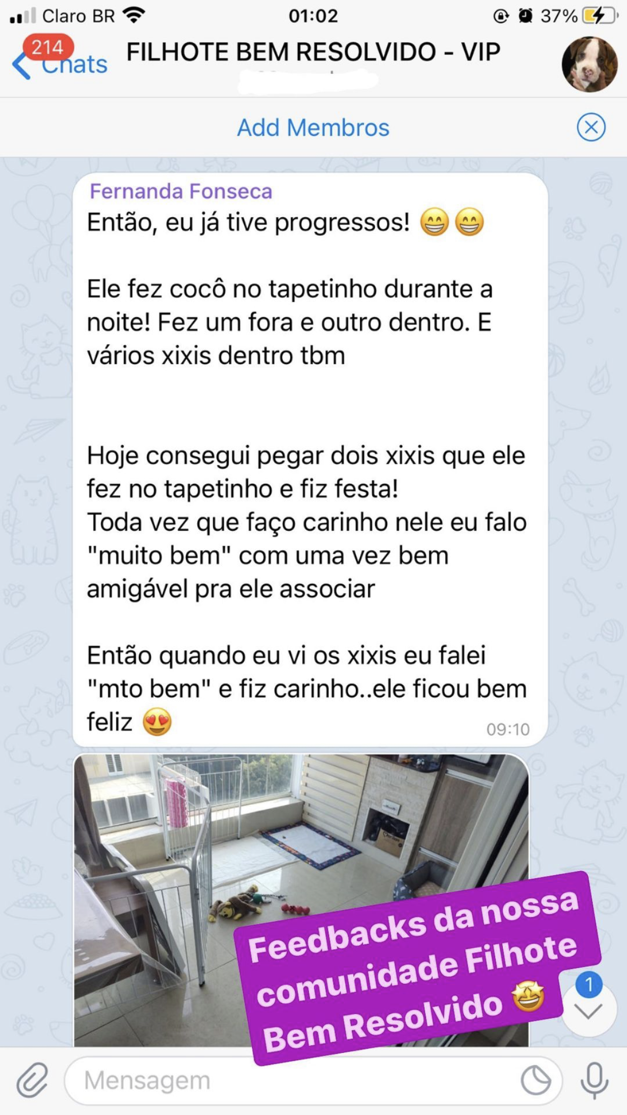 Curso Cão Bem Resolvido depoimento e resultados prints de alunos