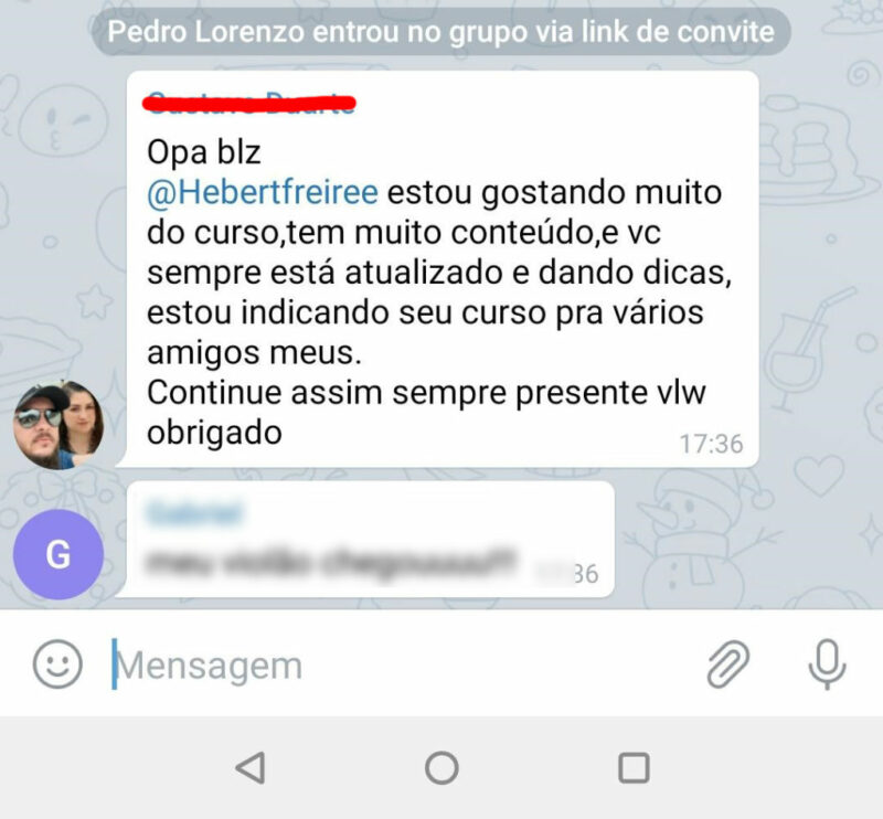 Curso Violão para Todos depoimento e resultados prints de alunos