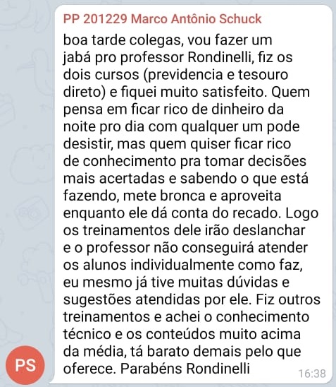 Método IRM do Tesouro Direto depoimento e resultados prints de alunos