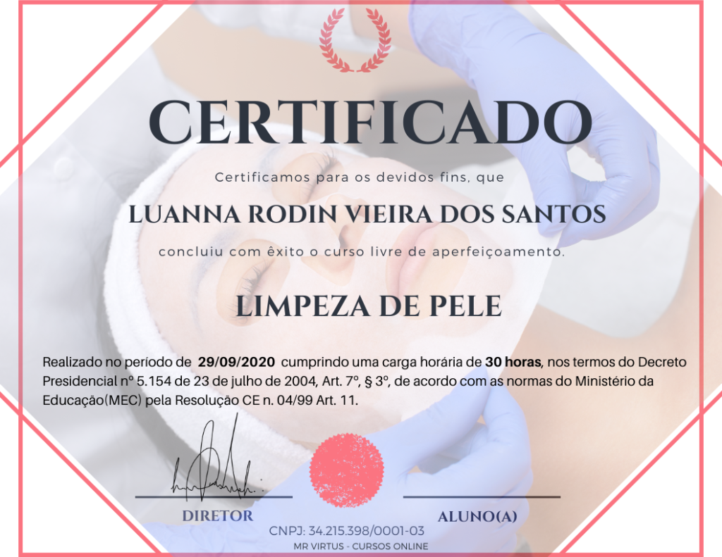 Curso Limpeza de Pele certificado mec valido