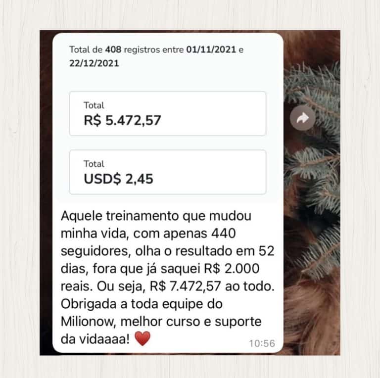 Método Milionow da Valeska Ribeiro depoimento e resultados prints de alunos