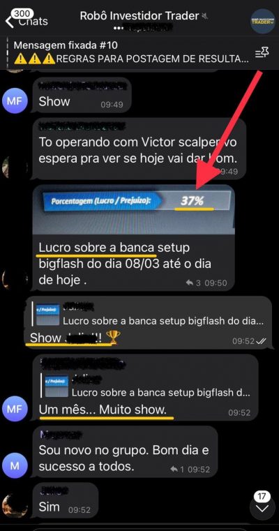 Robô Investidor Trader depoimento e resultados prints de alunos