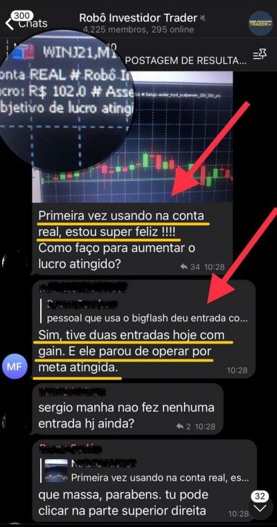 Robô Investidor Trader depoimento e resultados prints de alunos