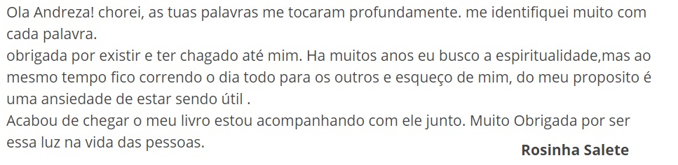 Todo Santo Dia da Andreza Carício depoimento e resultados prints de alunos