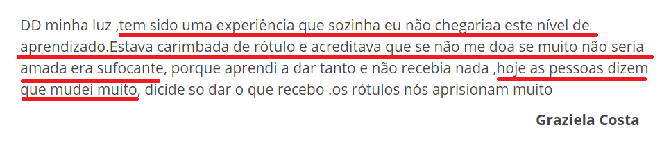 Todo Santo Dia da Andreza Carício depoimento e resultados prints de alunos