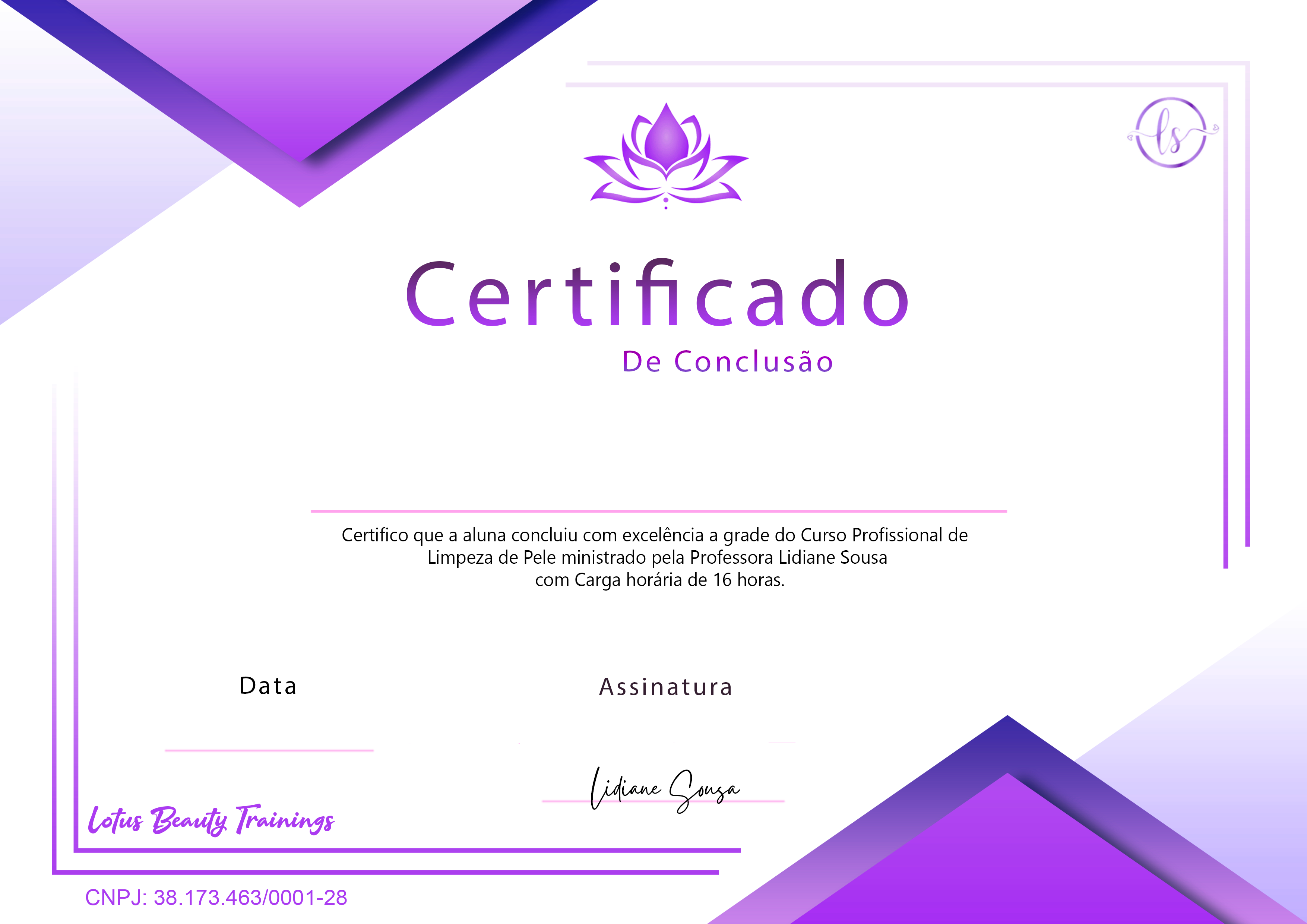 Curso de Limpeza de Pele - Lotus certificado mec valido