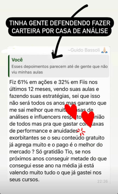 InvestClub do Tio Huli depoimento e resultados prints de alunos