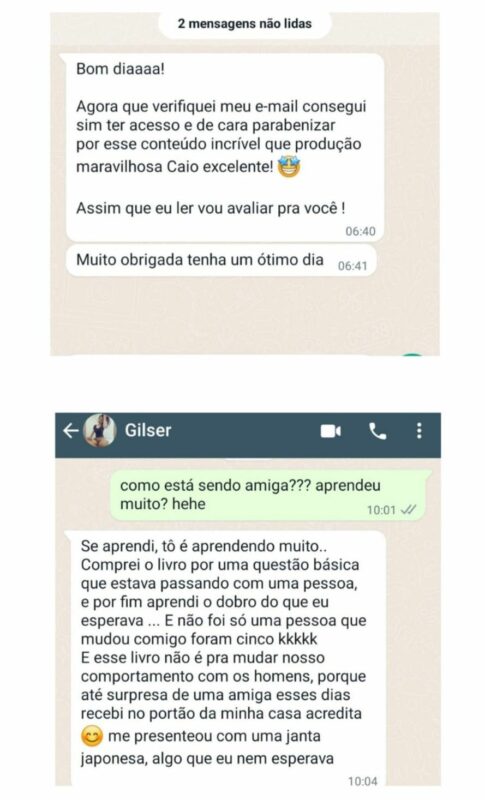 Combo Sulfato de Amor Próprio, Rivotrouxa, Ligando o foda-se depois do fim, Eu me Perdoo depoimento e resultados prints de alunos