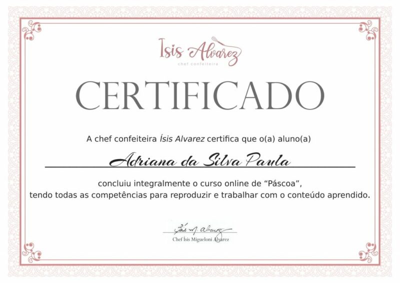 Curso de Páscoa (2022) da Isis Alvarez certificado mec valido