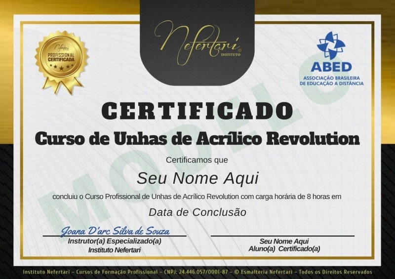 Curso de Unhas de Acrílico Revolution certificado mec valido