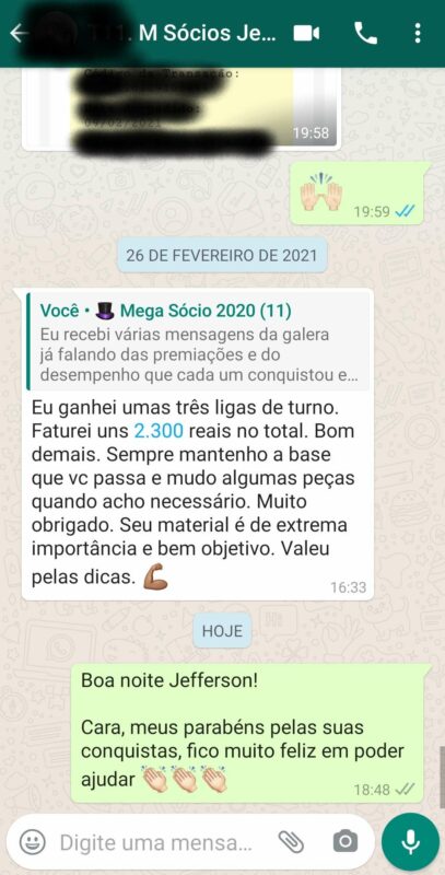 Mega Sócio Premium 2022 depoimento e resultados prints de alunos