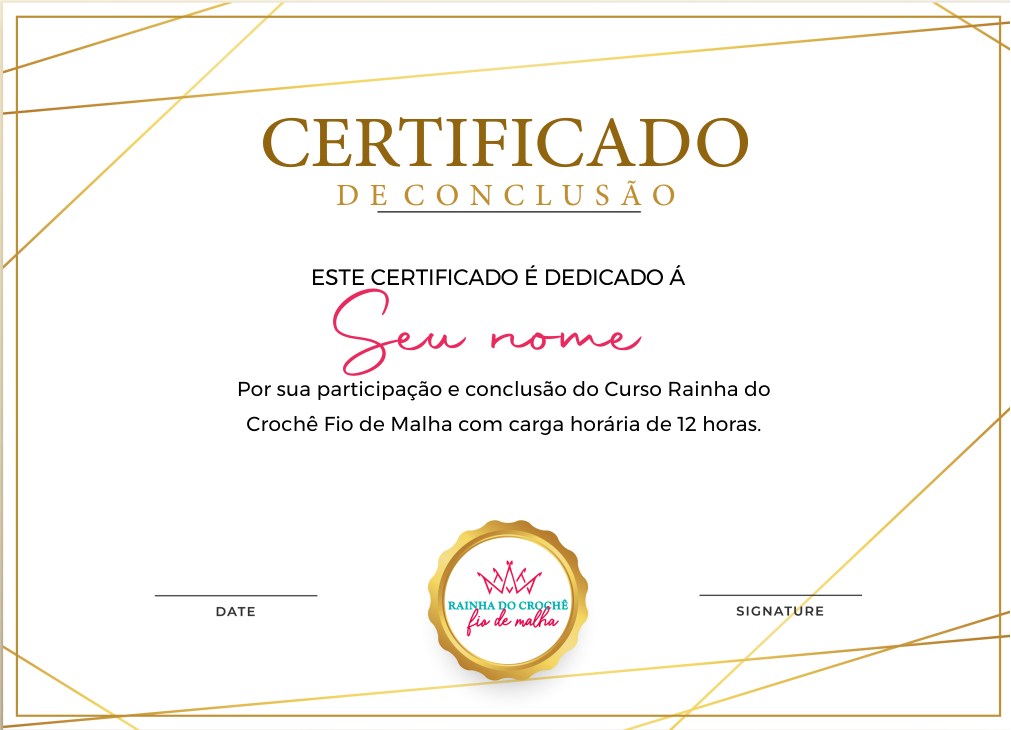 Rainha do Crochê Fio de Malha certificado mec valido