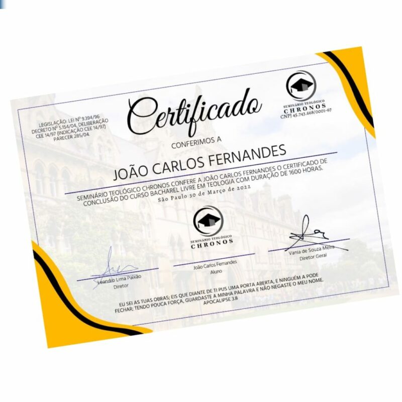 Curso Teológico Chronos certificado mec valido