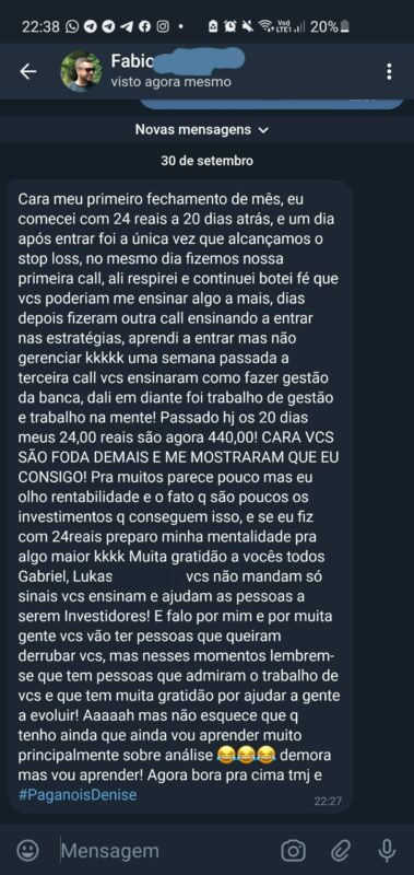 Curso Tauros VIP depoimento e resultados prints de alunos