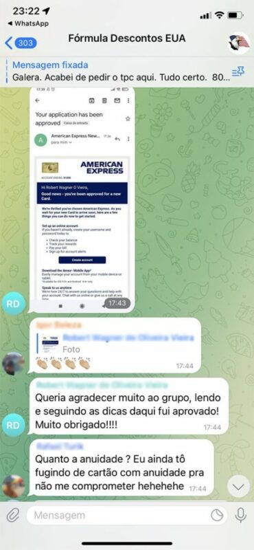 Fórmula de Descontos nos EUA depoimento e resultados prints de alunos