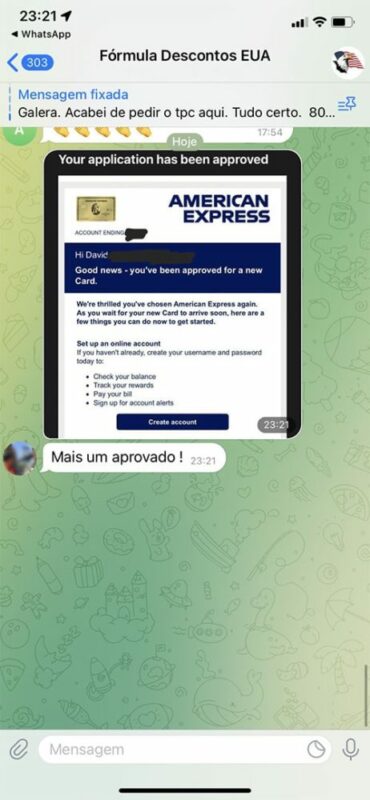 Fórmula de Descontos nos EUA depoimento e resultados prints de alunos