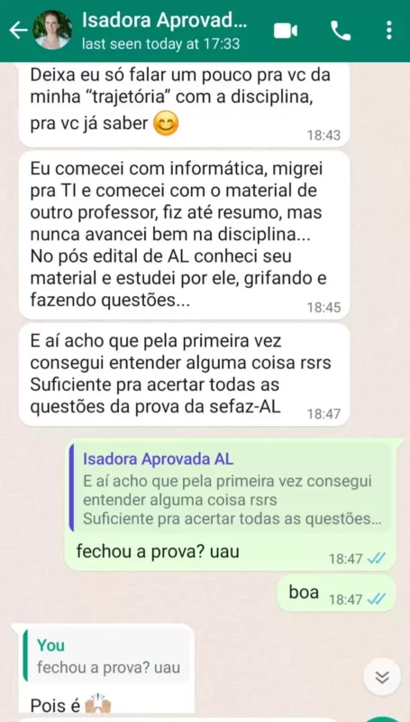 Curso TI Total para Área Fiscal e Controle depoimento e resultados prints de alunos