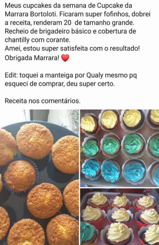 Apostila Viver de Cupcakes depoimento e resultados prints de alunos