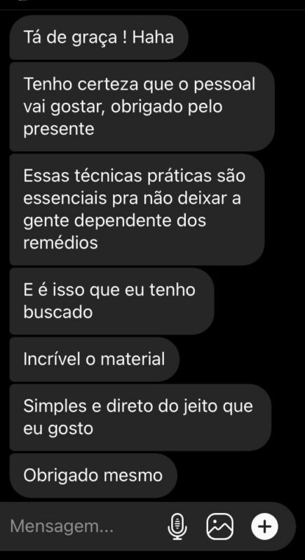 Livro 21 Métodos Naturais para a Ansiedade depoimento e resultados prints de alunos