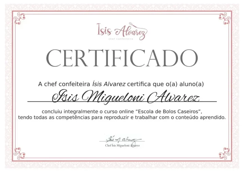 Curso Escola de Bolos Caseiros certificado mec valido