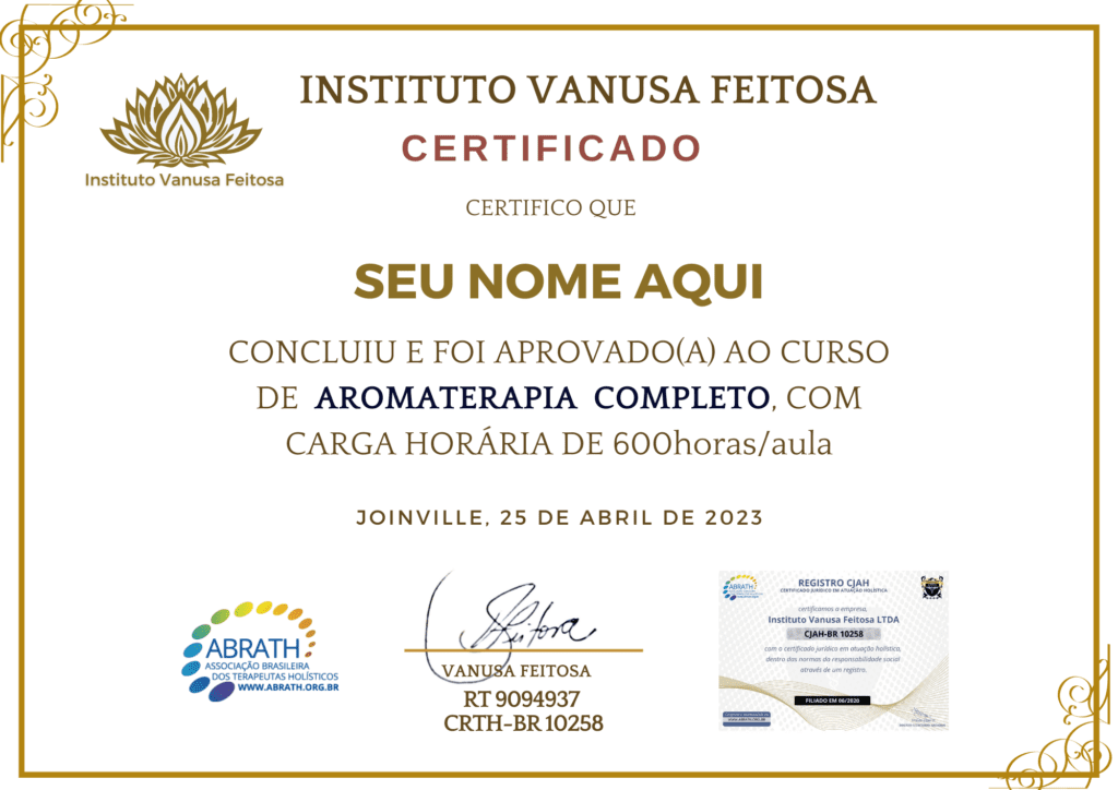 Curso de Aromaterapia da Vanusa Feitosa certificado mec valido