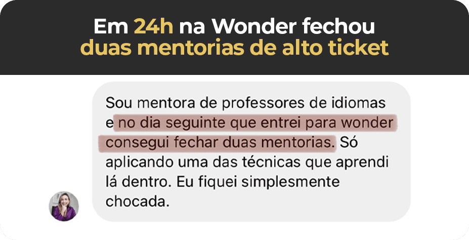 Comunidade Wonder depoimento e resultados prints de alunos