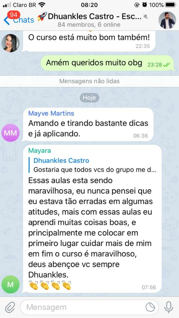 Curso 5 Dias para Salvar seu Casamento depoimento e resultados prints de alunos