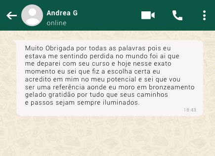 Curso de Bronzeamento Gelado da Marlem Moraes depoimento e resultados prints de alunos