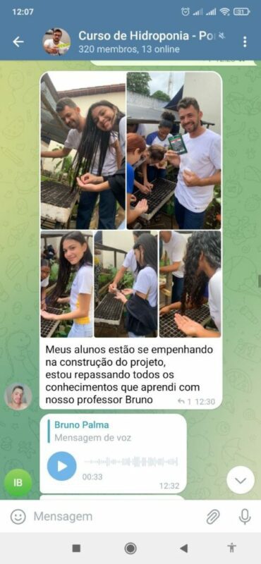 Curso de Hidroponia do Bruno Palma depoimento e resultados prints de alunos