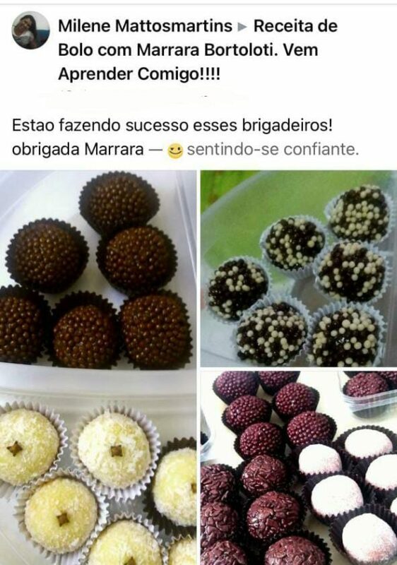 Curso Festival dos Brigadeiros da Marrara Bortoloti depoimento e resultados prints de alunos