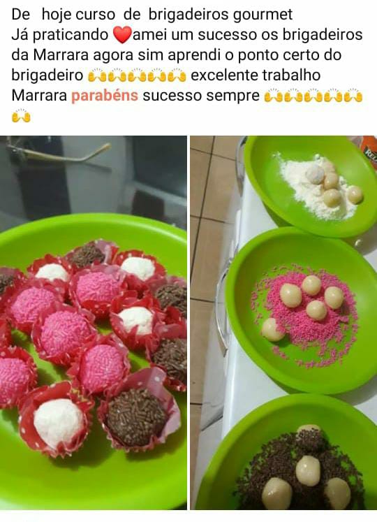 Curso Festival dos Brigadeiros da Marrara Bortoloti depoimento e resultados prints de alunos