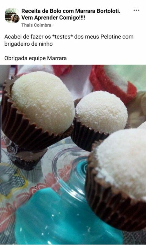 Curso Festival dos Brigadeiros da Marrara Bortoloti depoimento e resultados prints de alunos