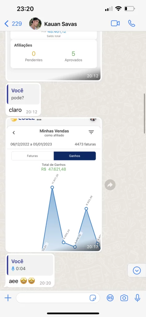 Curso Máquina de Comissões Automáticas do Caio Martins depoimento e resultados prints de alunos