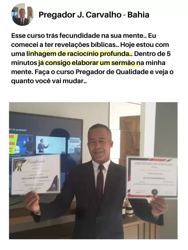 Curso Pregador de Qualidade depoimento e resultados prints de alunos