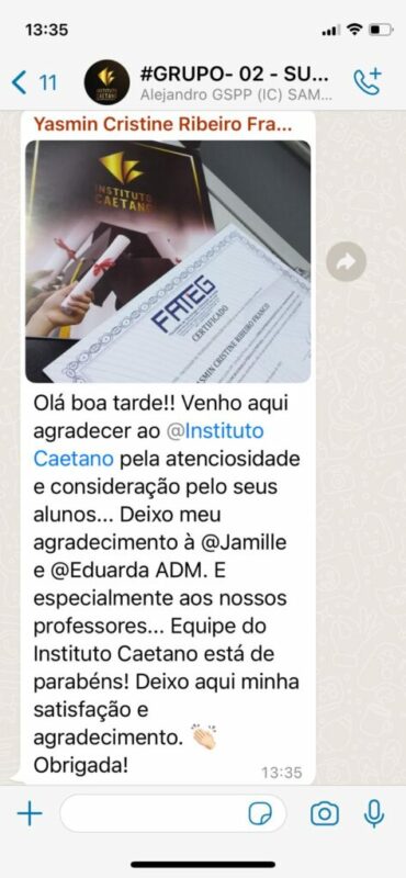 Curso Superior Sequencial de Gestão Segurança Pública do Instituto Caetano depoimento e resultados prints de alunos