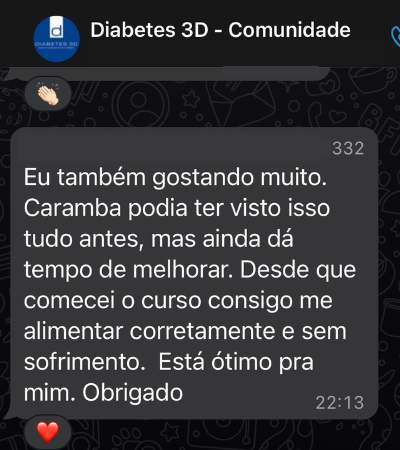 Diabetes 3D depoimento e resultados prints de alunos