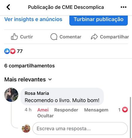 Livro Aprendendo CME do zero depoimento e resultados prints de alunos