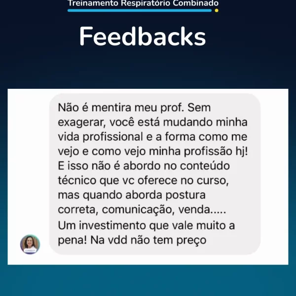 Método TRC: treinamento respiratório combinado para fisioterapeutas depoimento e resultados prints de alunos