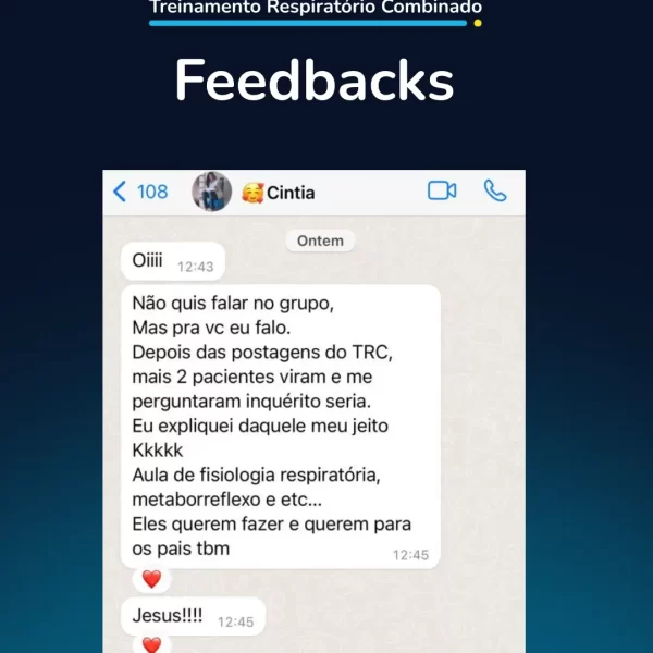 Método TRC: treinamento respiratório combinado para fisioterapeutas depoimento e resultados prints de alunos