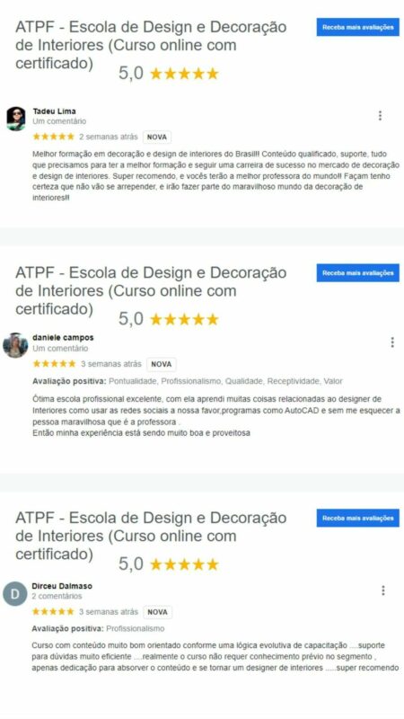 Curso Aprendendo a Decorar - Arquitetura de Trás Pra Frente depoimento e resultados prints de alunos