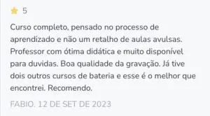 Curso Lapidando Bateristas 2.0 depoimento e resultados prints de alunos