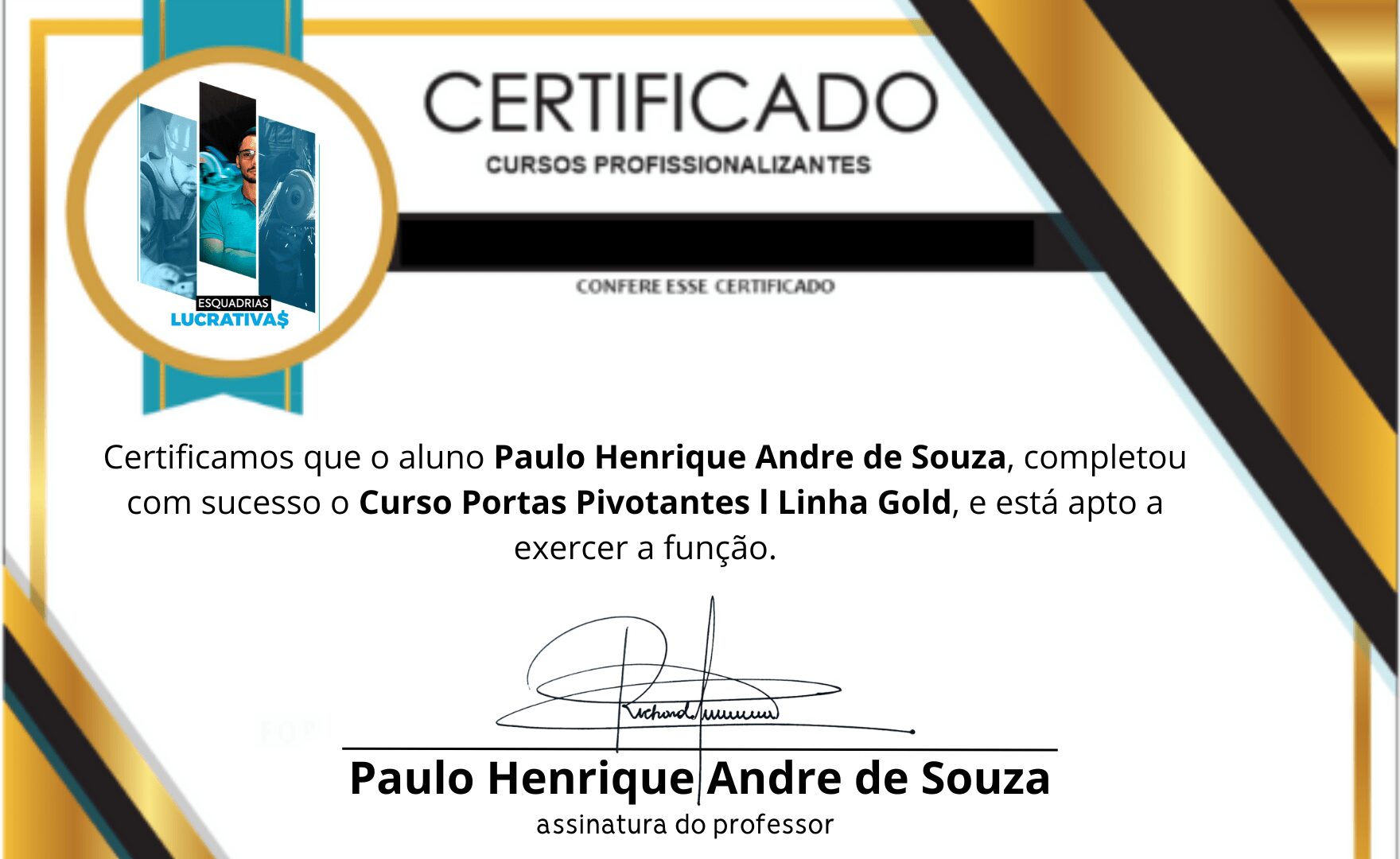 Curso Esquadrias de Alumínio Linha Suprema certificado mec valido