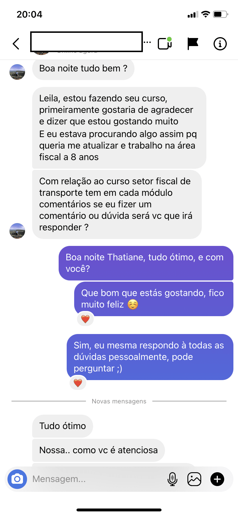 Curso Setor Fiscal para Transportadoras de Cargas depoimento e resultados prints de alunos