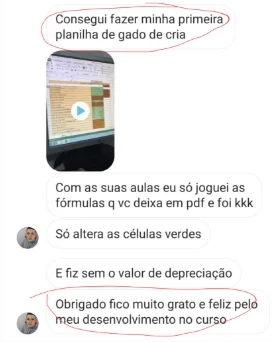 Escola de Pecuária Lucrativa depoimento e resultados prints de alunos