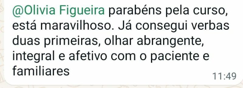 Curso de Psicogeriatria na Prática depoimento e resultados prints de alunos