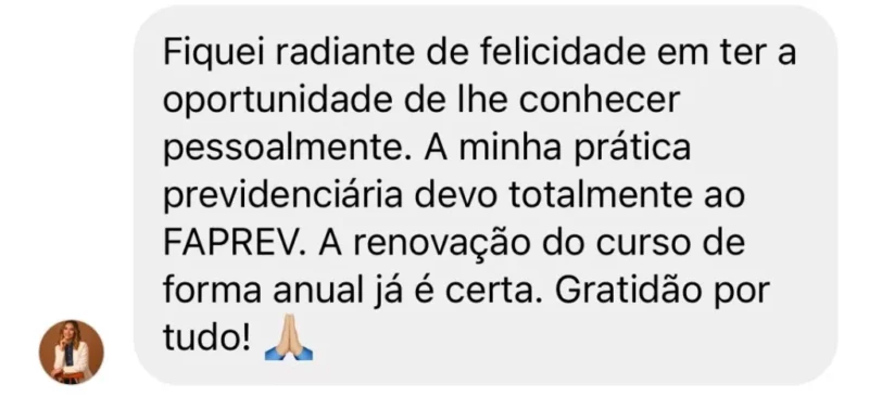 FAPREV 2024 - Formação de Advogados Previdenciaristas depoimento e resultados prints de alunos