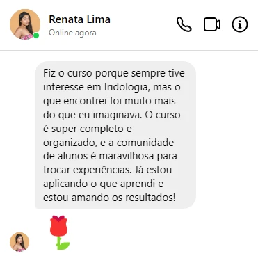 Curso de Iridologia depoimento e resultados prints de alunos