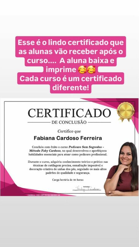 Curso Pedicure Sem Segredos certificado mec valido