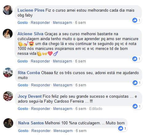 Curso Pedicure Sem Segredos depoimento e resultados prints de alunos