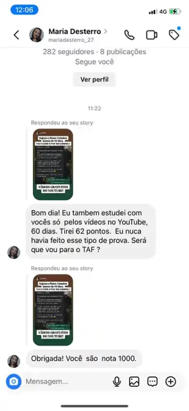 Curso Missão 193 depoimento e resultados prints de alunos